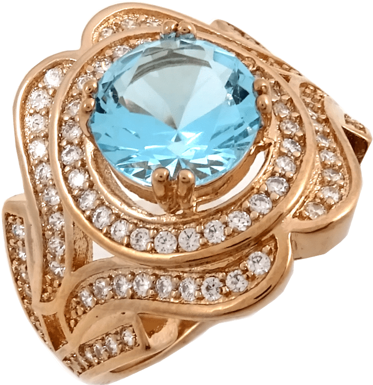 Elegant Aquamarine Diamond Ring PNG