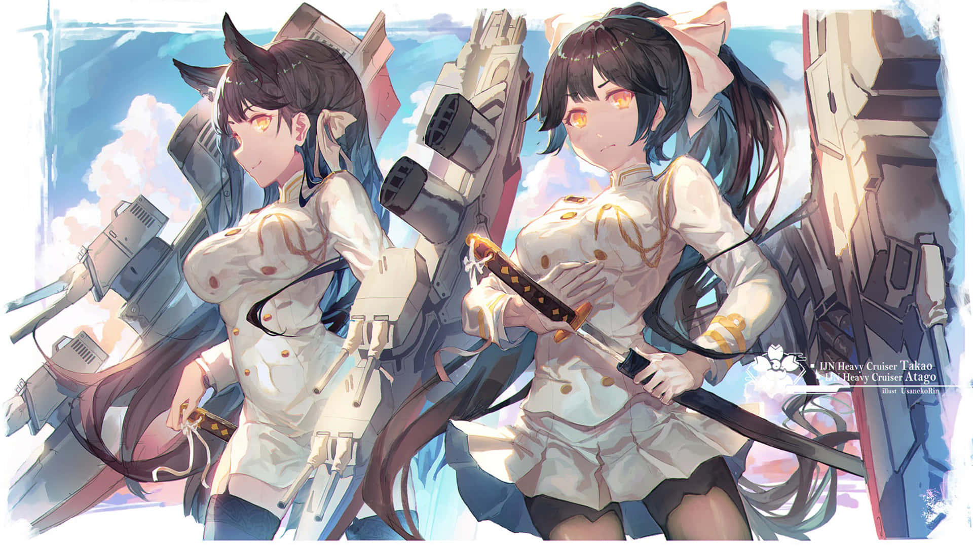 Elegantti Azur Lane Atago Upeassa Yöasusteessa Taustakuva