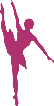 Elegant Ballerina Silhouette Pink PNG