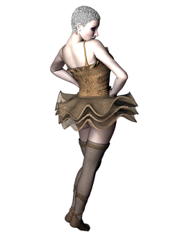 Elegant Ballerina3 D Render PNG