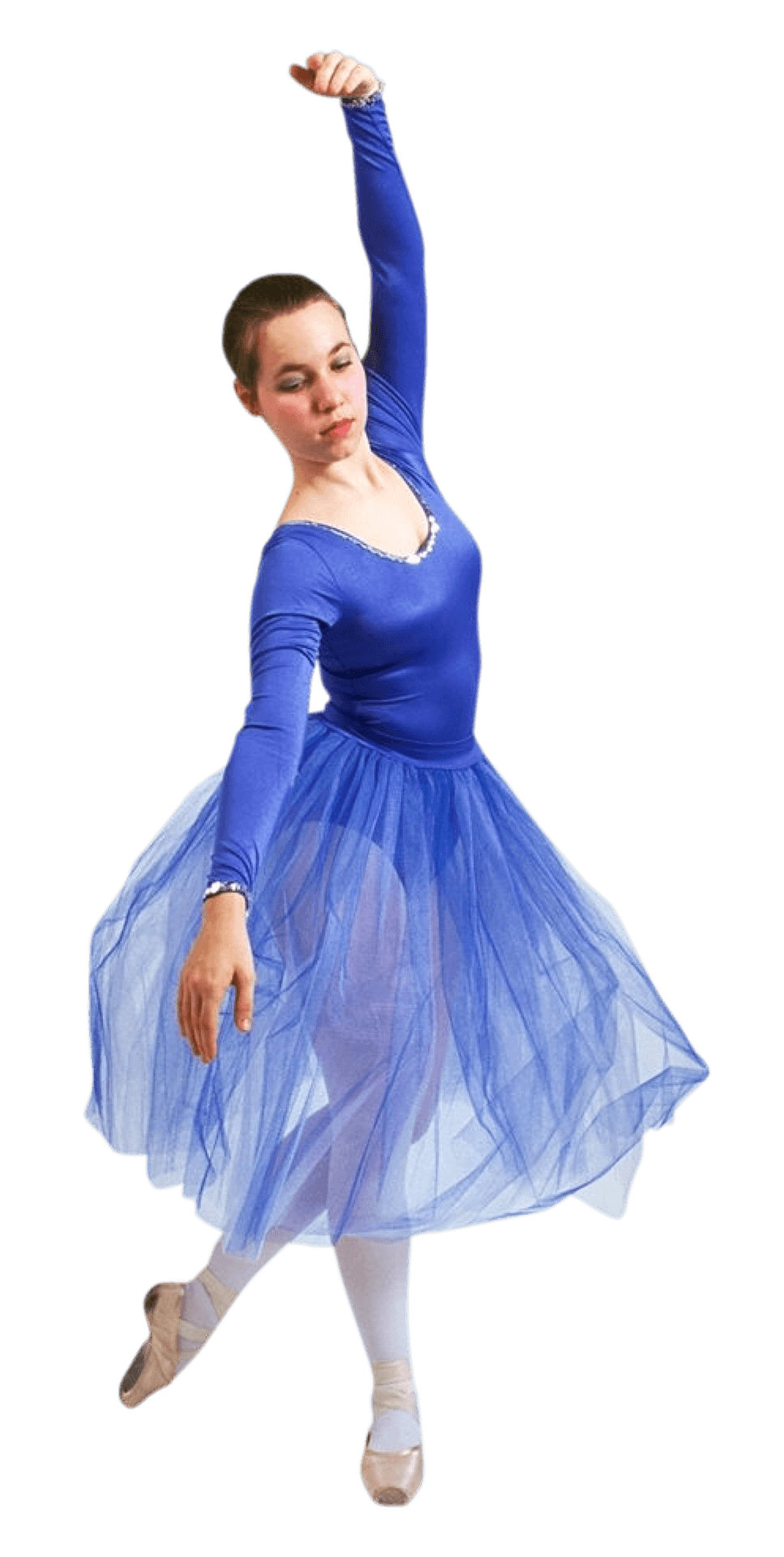 Elegant Ballerinain Blue Dress PNG