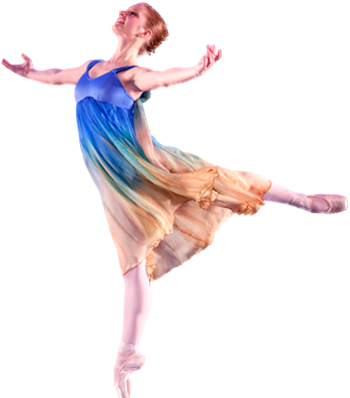 Elegant_ Ballet_ Dancer_in_ Blue_ Ombre_ Dress PNG