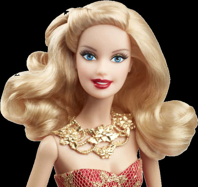 Elegant Barbie Doll Portrait PNG