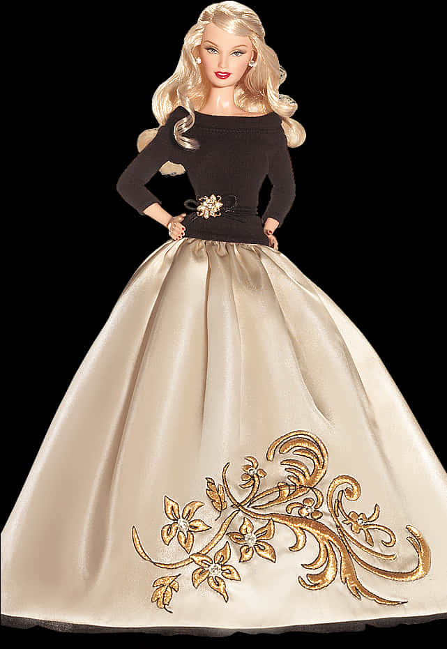 Elegant Barbiein Gown PNG