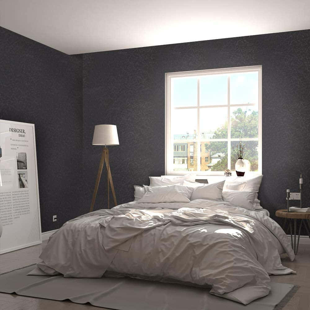 Elegant Bedroom Black Silk Wallpaper Wallpaper