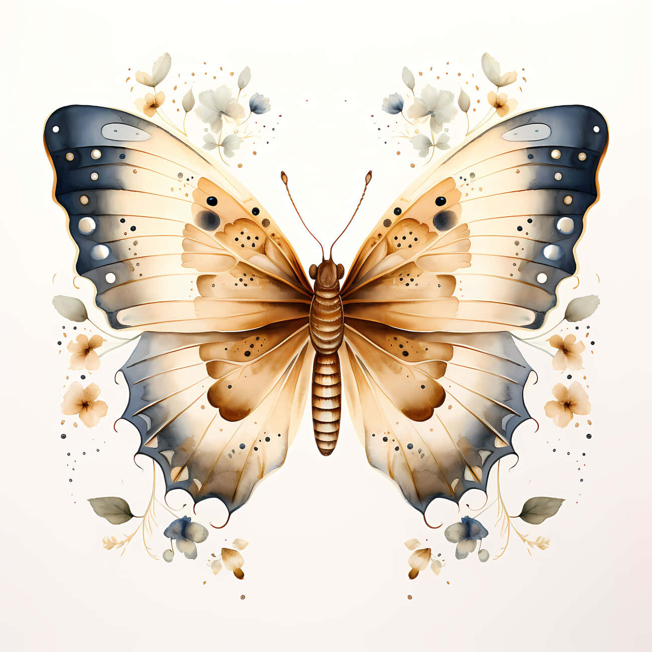 Elegant Beige Butterfly Art Wallpaper