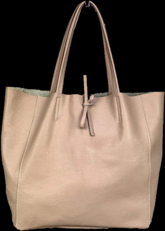 Elegant Beige Leather Tote Bag PNG