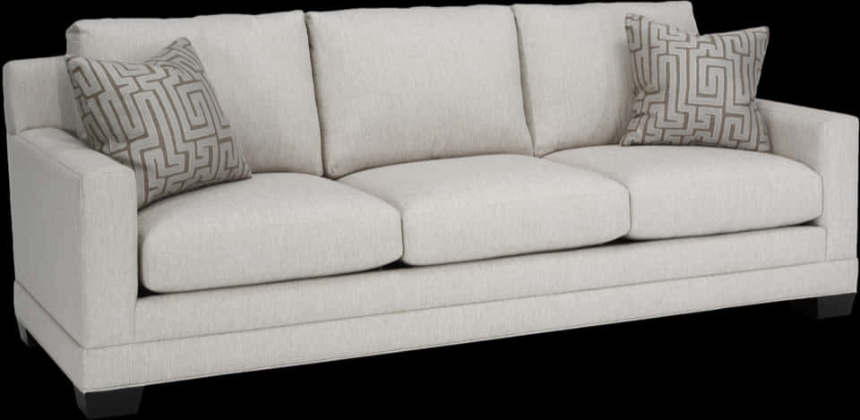 Elegant Beige Sofawith Pillows PNG