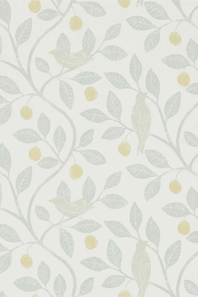 Elegant Birdand Berry Pattern Wallpaper