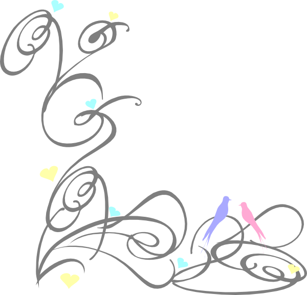 Elegant Birdsand Hearts Border Design PNG