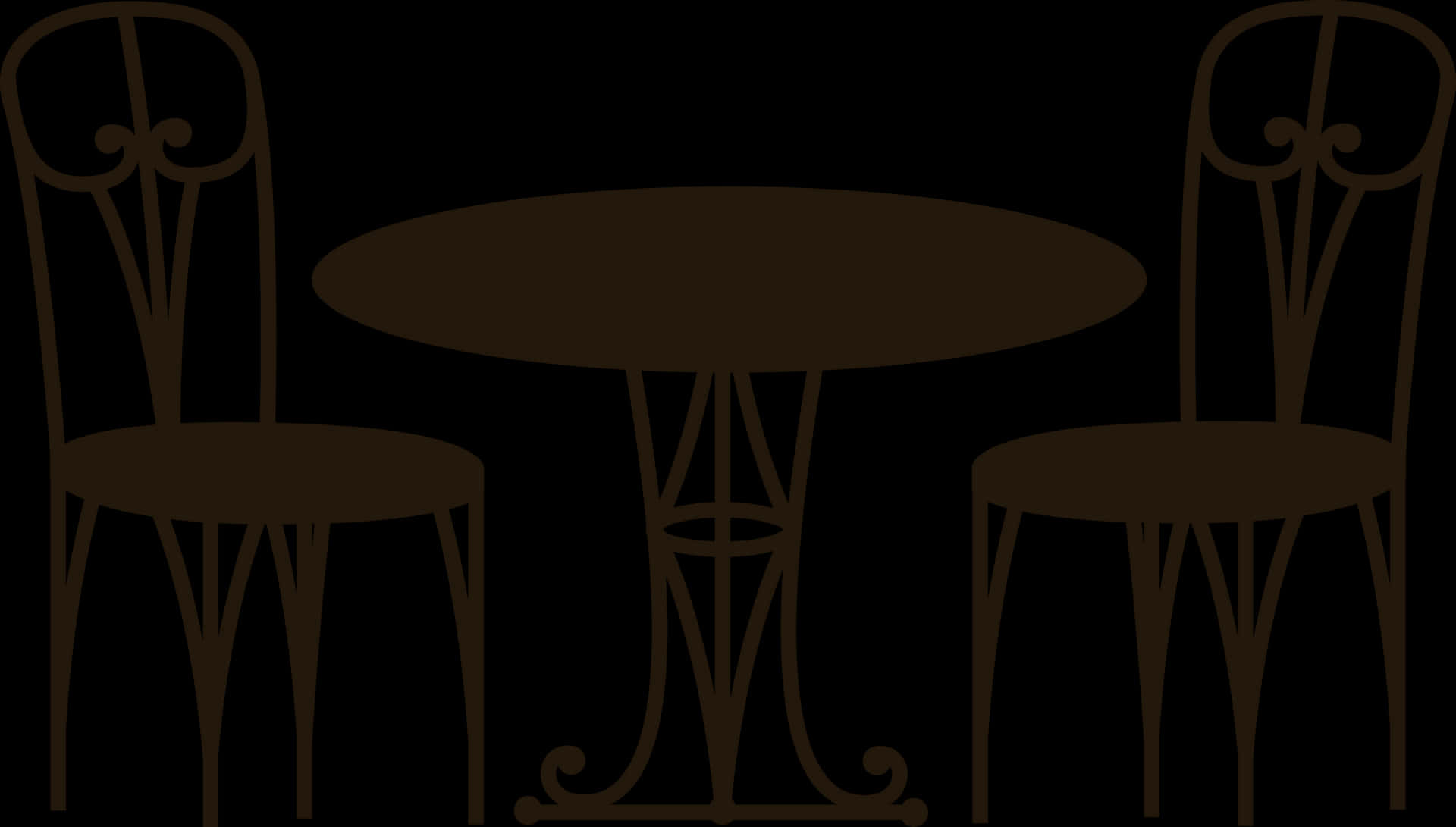 Elegant Bistro Tableand Chairs Silhouette PNG