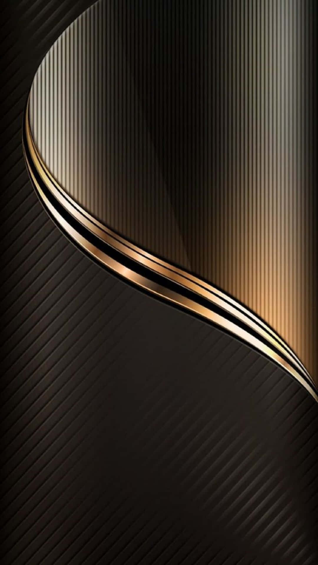 A Black And Gold Background With A Curved Line