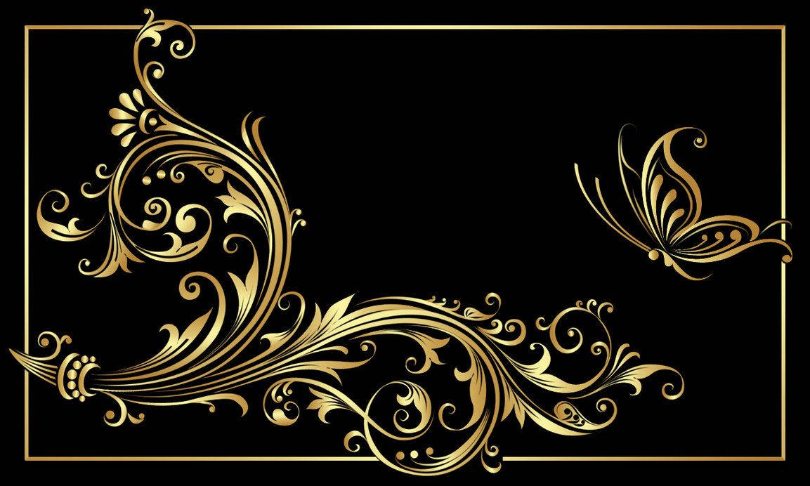 Elegant Black And Gold Flourishing Design Wallpaper