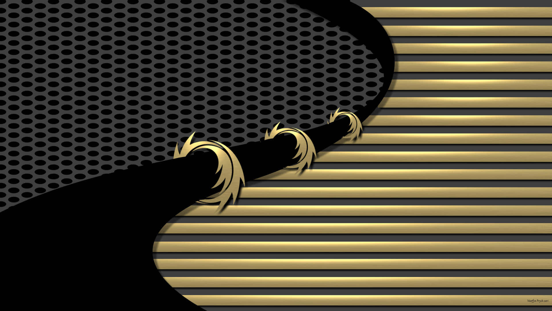 A Black And Gold Background With A Striped Pattern Wallpaper