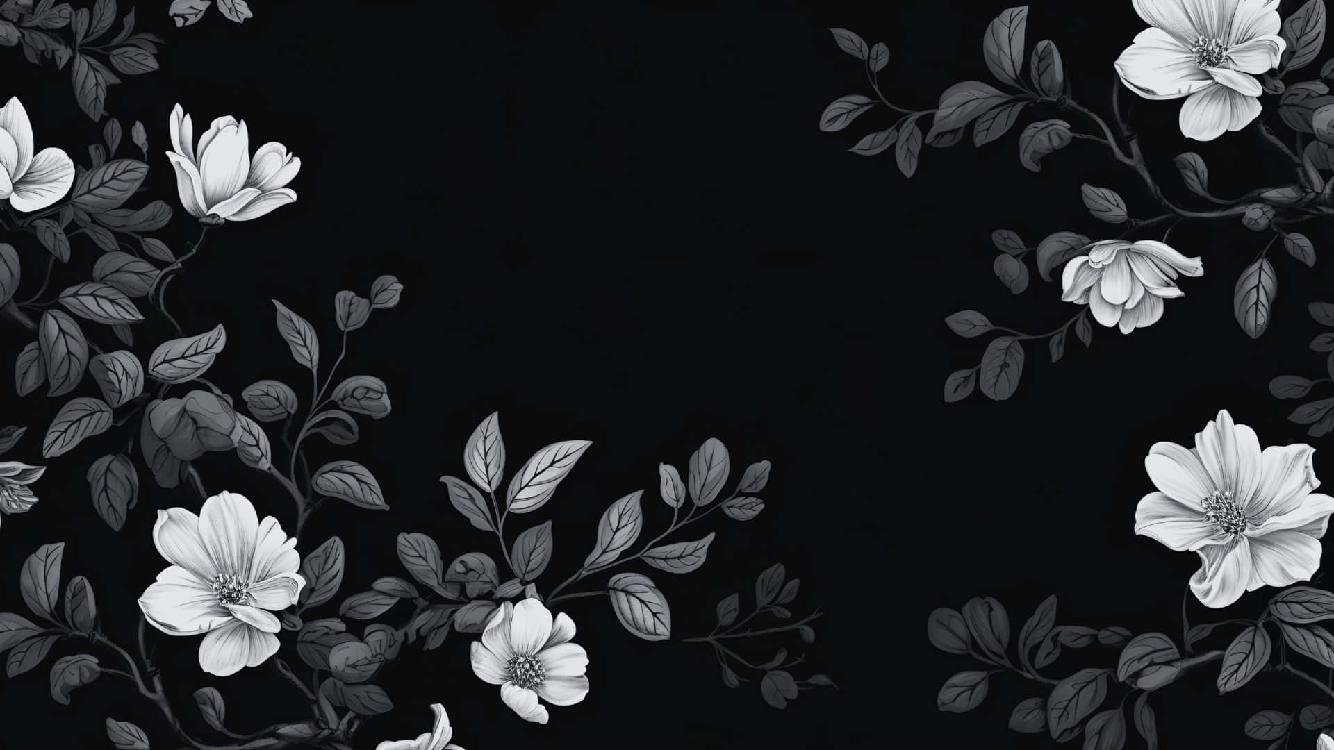 Elegant Black And White Floral Wallpaper