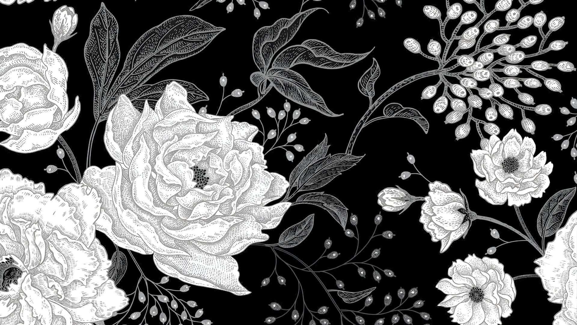 Elegant Black And White Floral Wallpaper