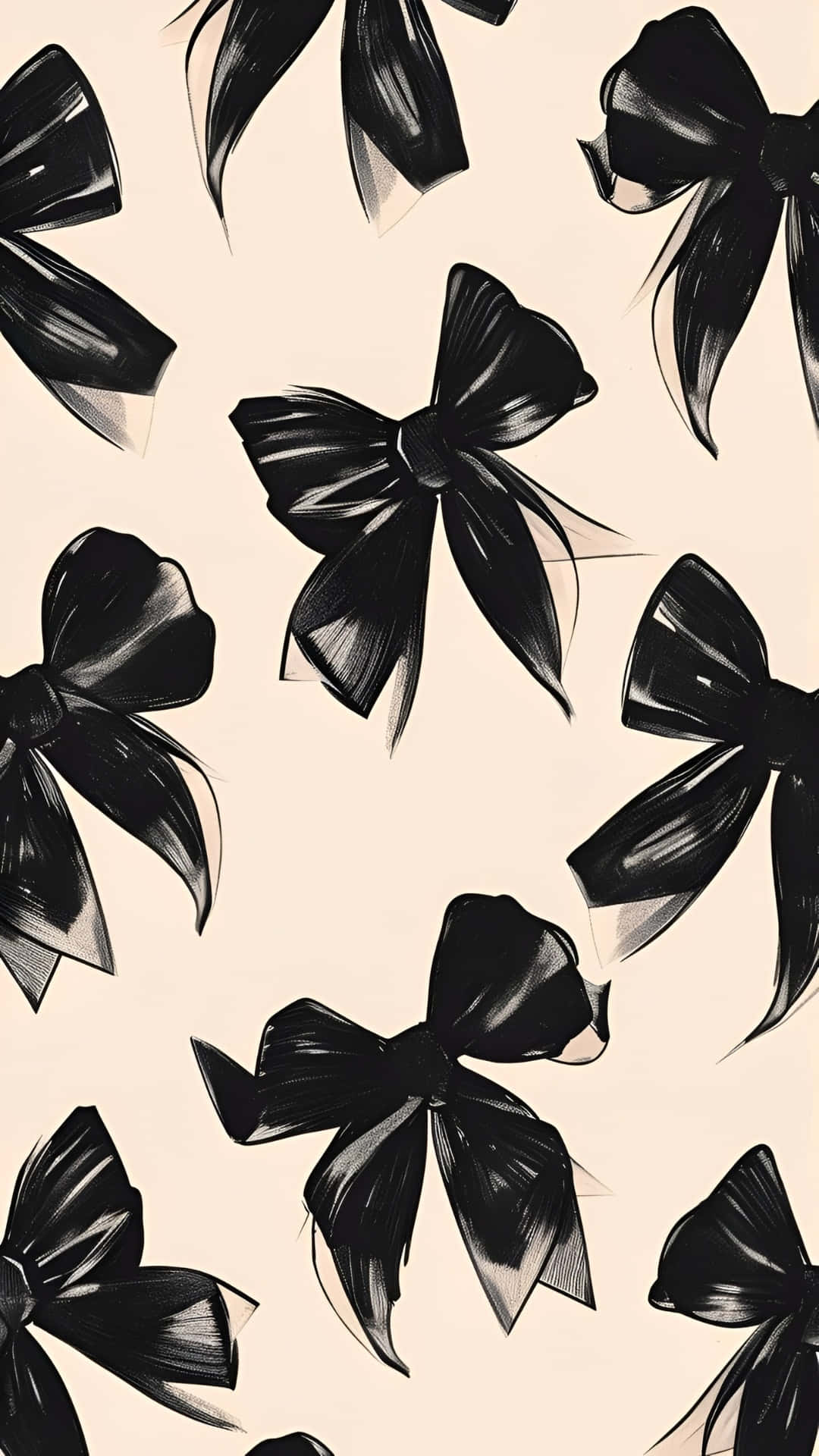 Elegant Black Bow Pattern Wallpaper