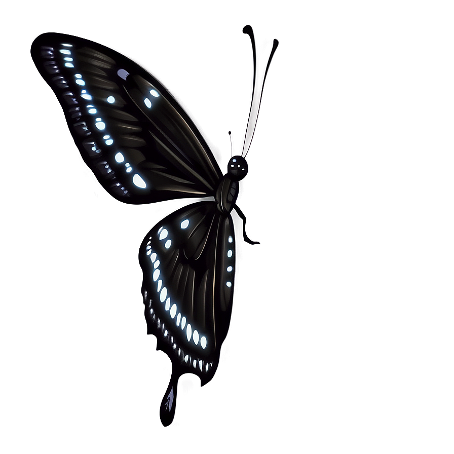 Elegant Black Butterfly Art Png 06252024 PNG