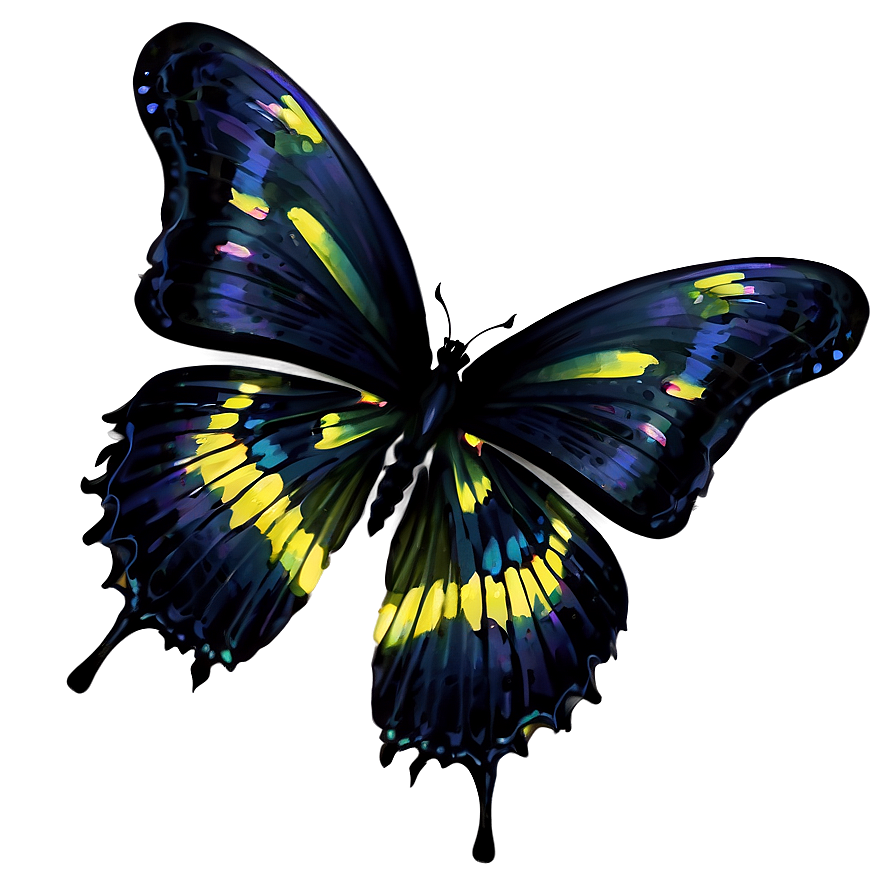 Elegant Black Butterfly Art Png Ftf13 PNG