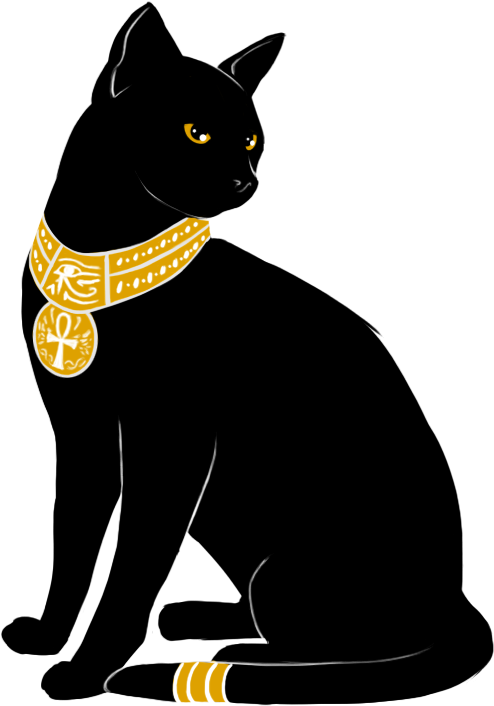 Elegant Black Cat Illustration PNG