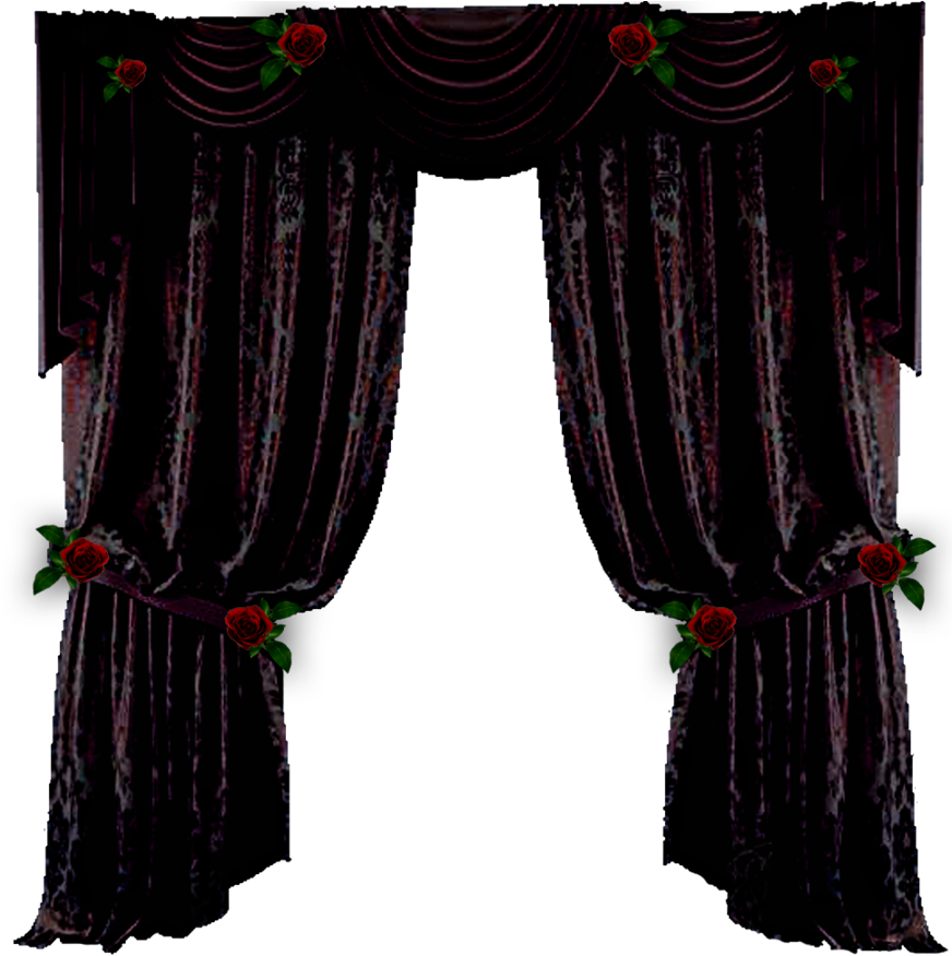 Download Elegant Black Curtainswith Red Roses 