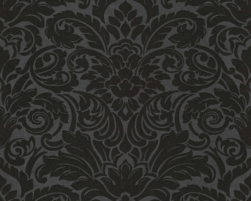 Elegant Black Damask Pattern Wallpaper