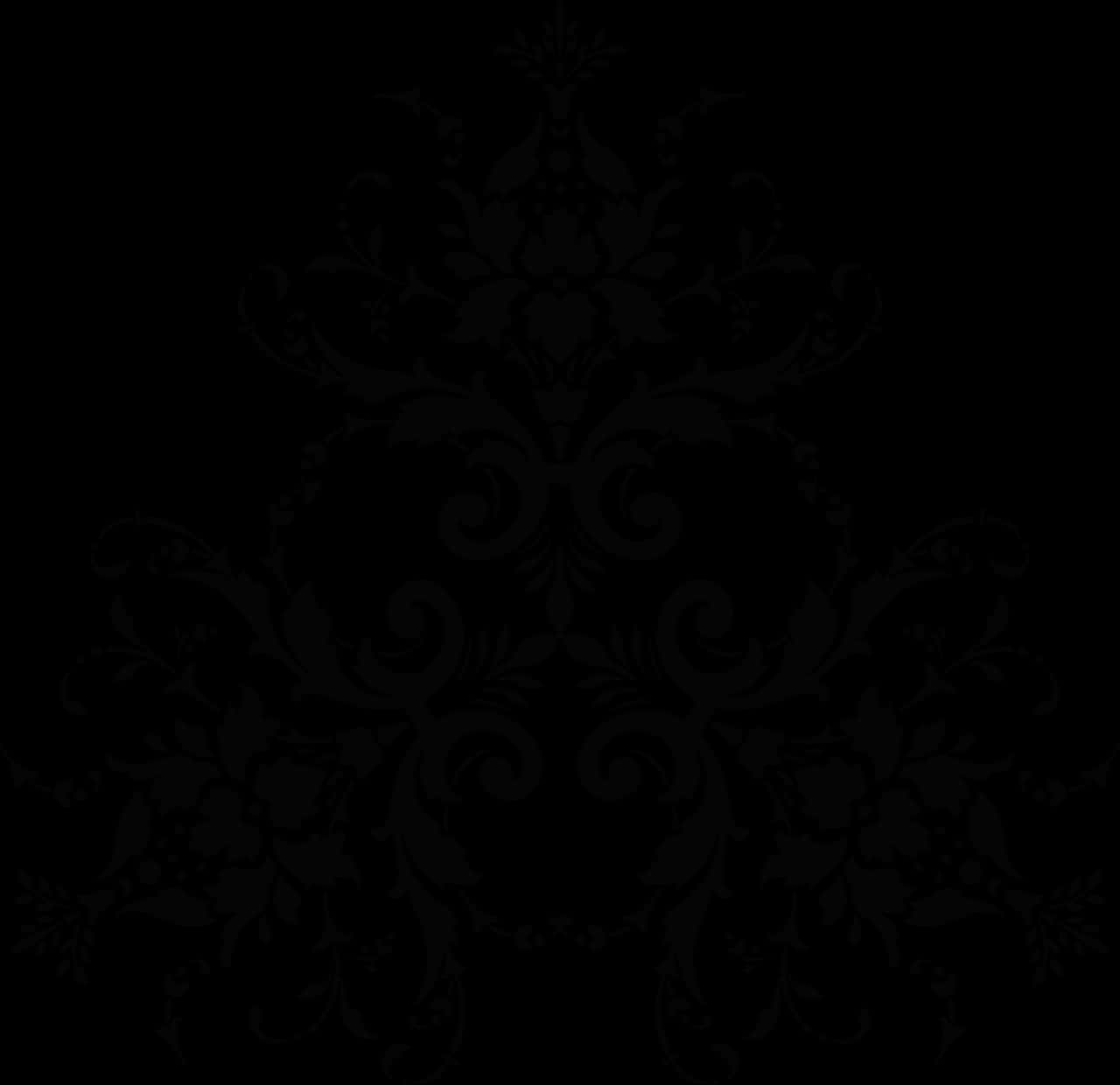 Elegant Black Damask Pattern PNG