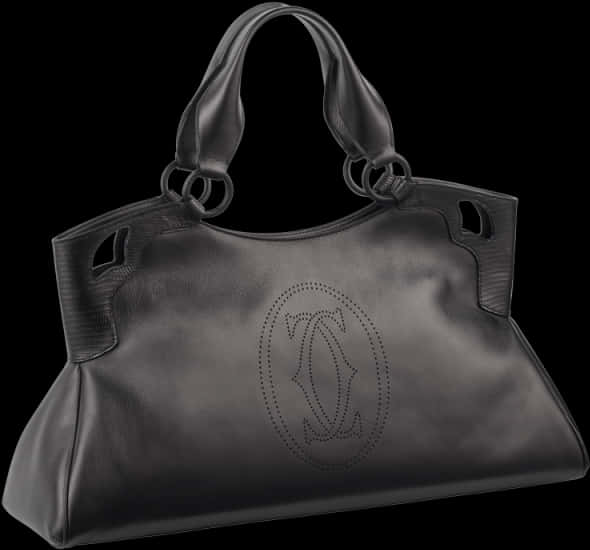 Elegant Black Designer Handbag PNG