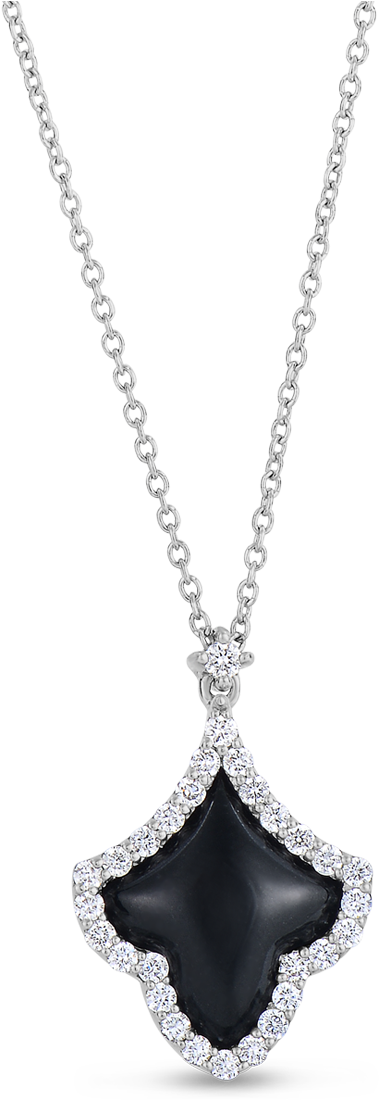 Elegant Black Diamond Pendant Necklace PNG
