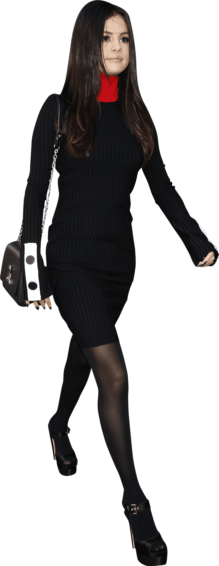 Elegant Black Dress Fashion Model PNG