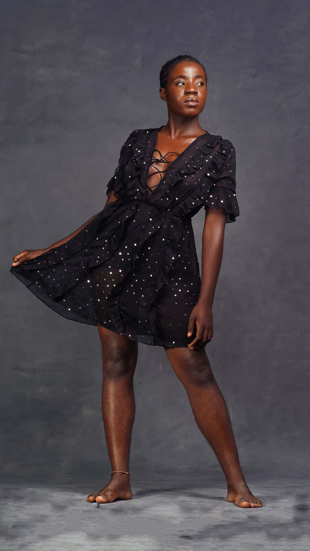 Elegant Black Dress Model Pose Wallpaper