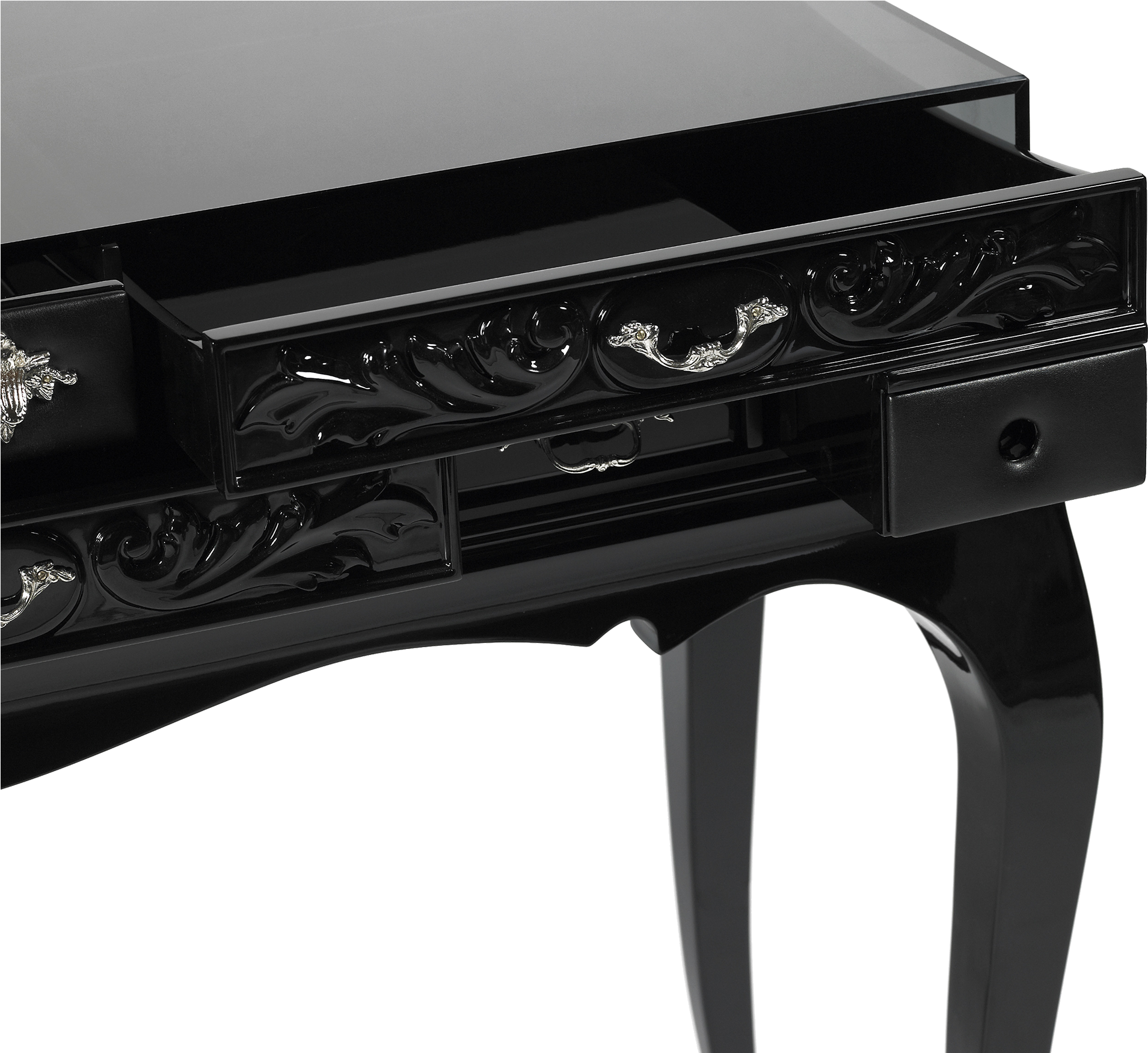 Elegant Black Dressing Table Drawer Detail PNG