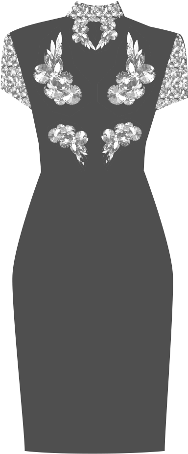 Elegant Black Dresswith Crystal Embellishments PNG