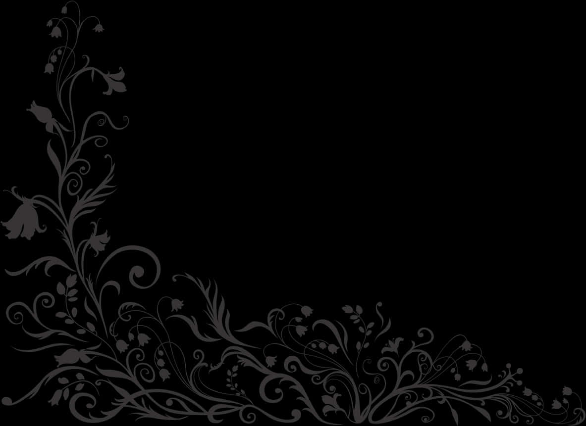 Elegant Black Floral Arabesque Design PNG