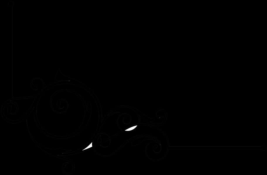 Elegant Black Floral Corner Border PNG