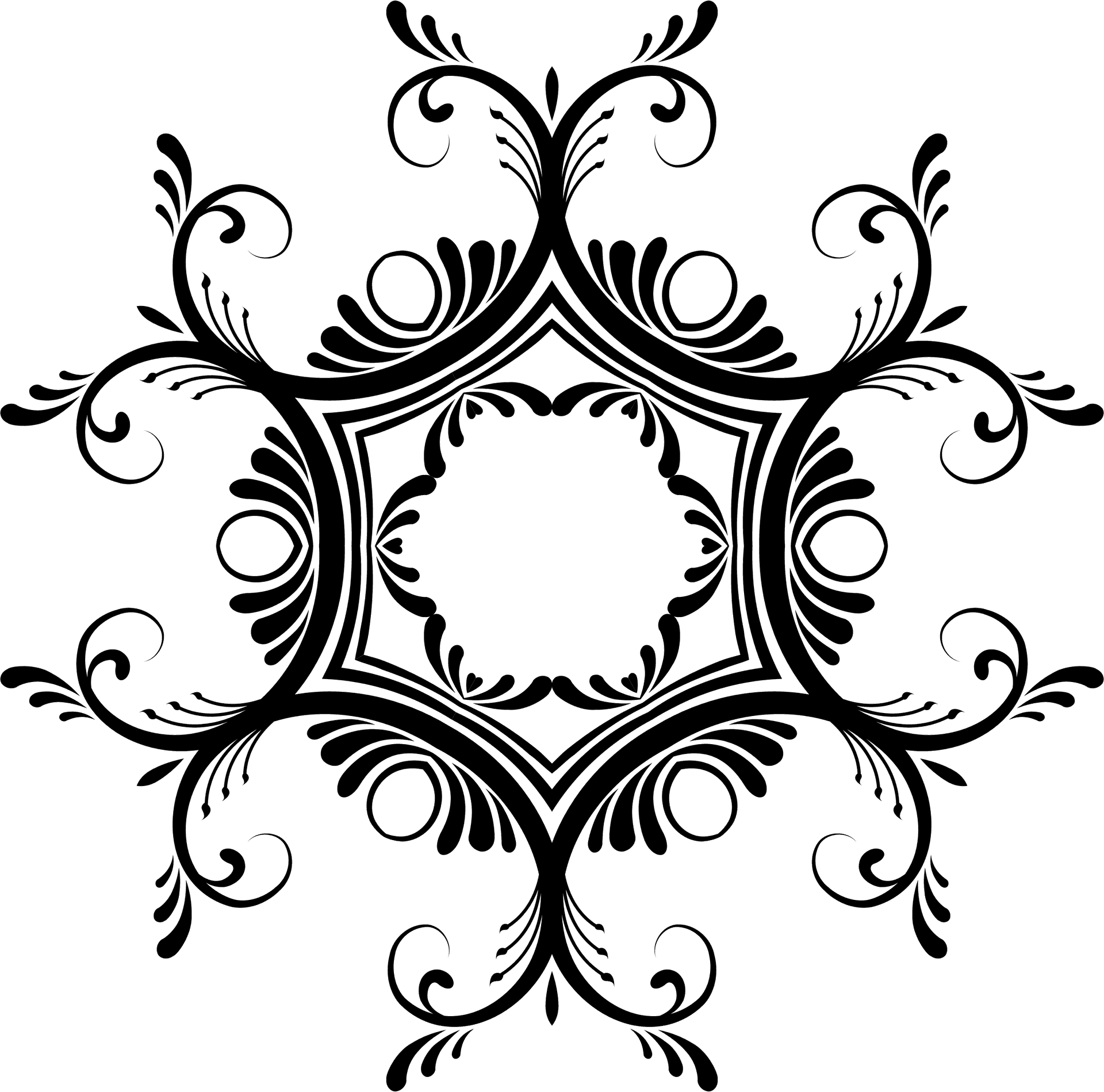 Elegant Black Floral Design PNG