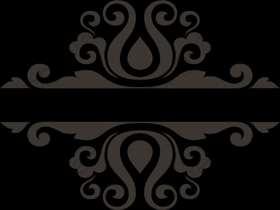 Elegant Black Floral Design Border PNG