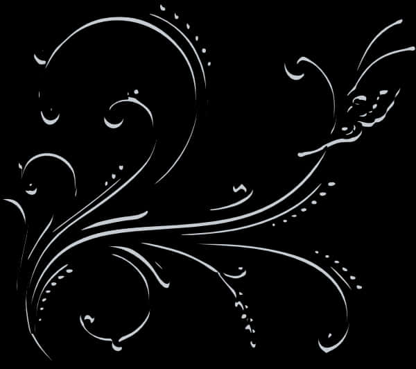 Elegant Black Floral Design PNG