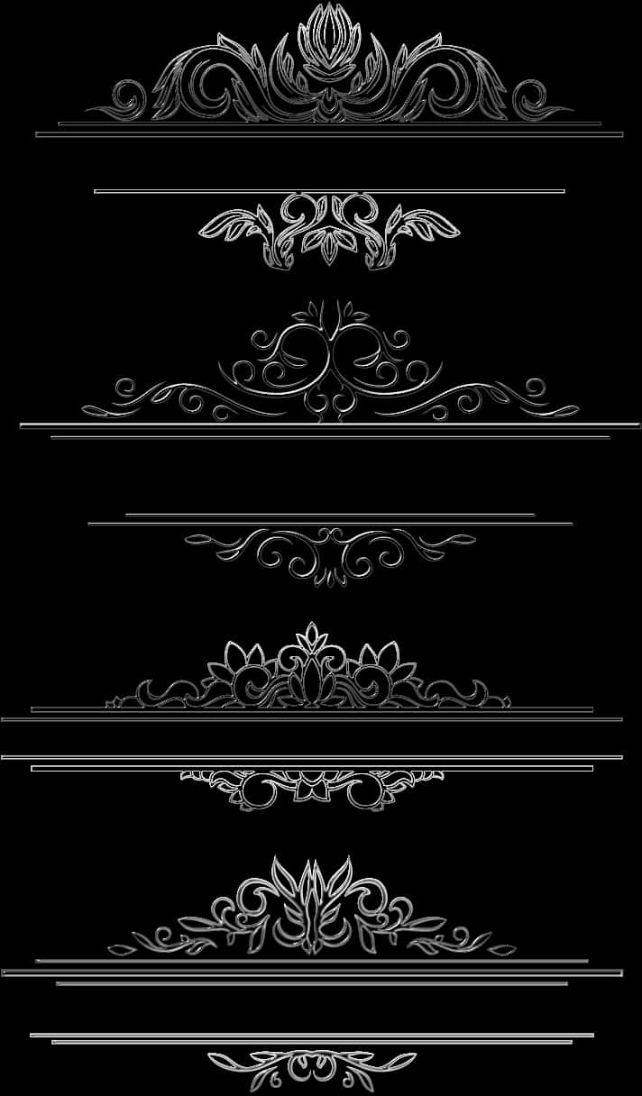 Elegant Black Floral Dividers Collection PNG