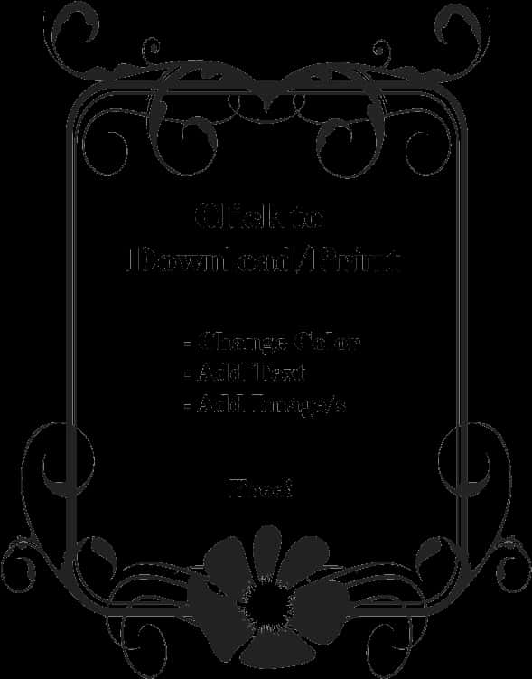 Elegant Black Floral Frame PNG