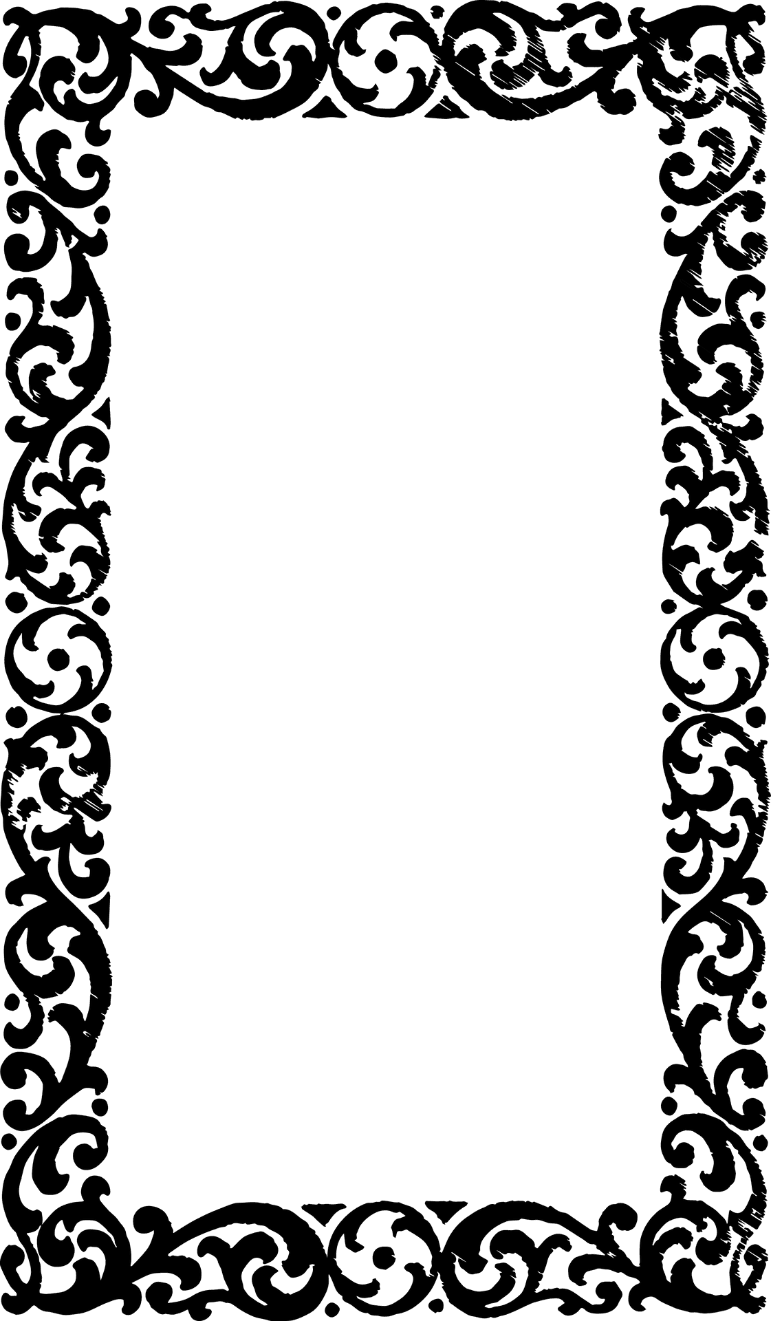 Elegant Black Floral Frame Vector PNG