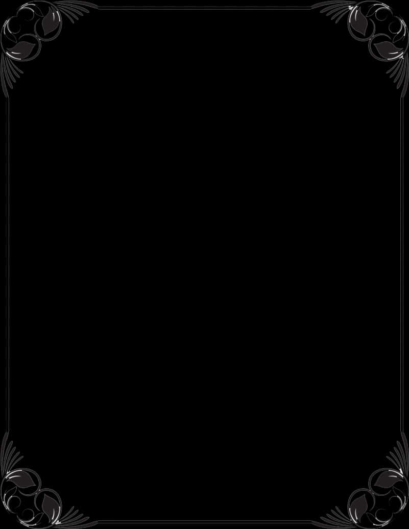 Elegant Black Floral Photo Frame PNG