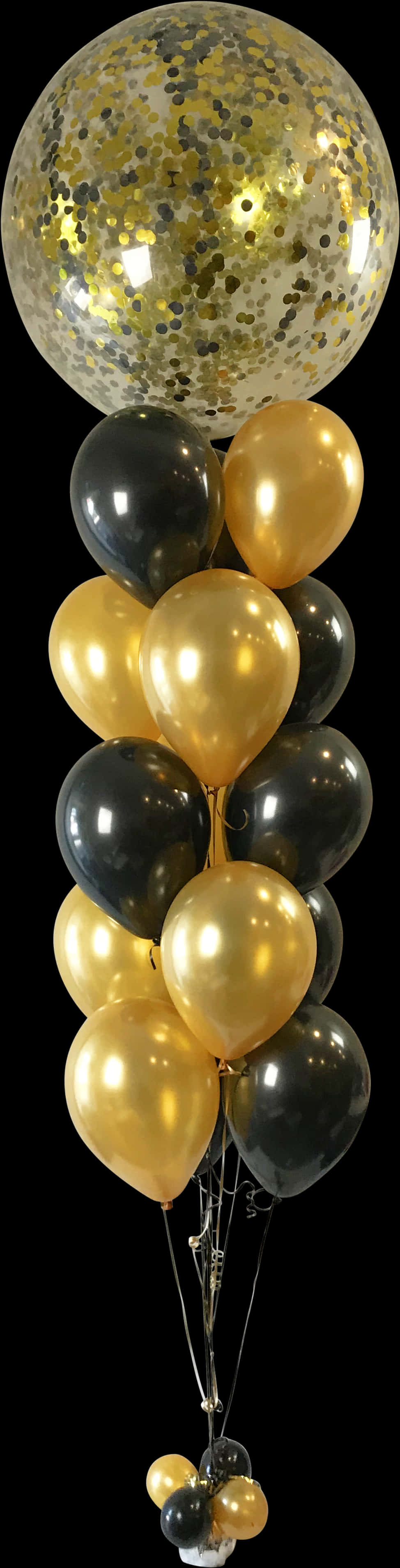 Elegant Black Gold Balloon Bouquet PNG