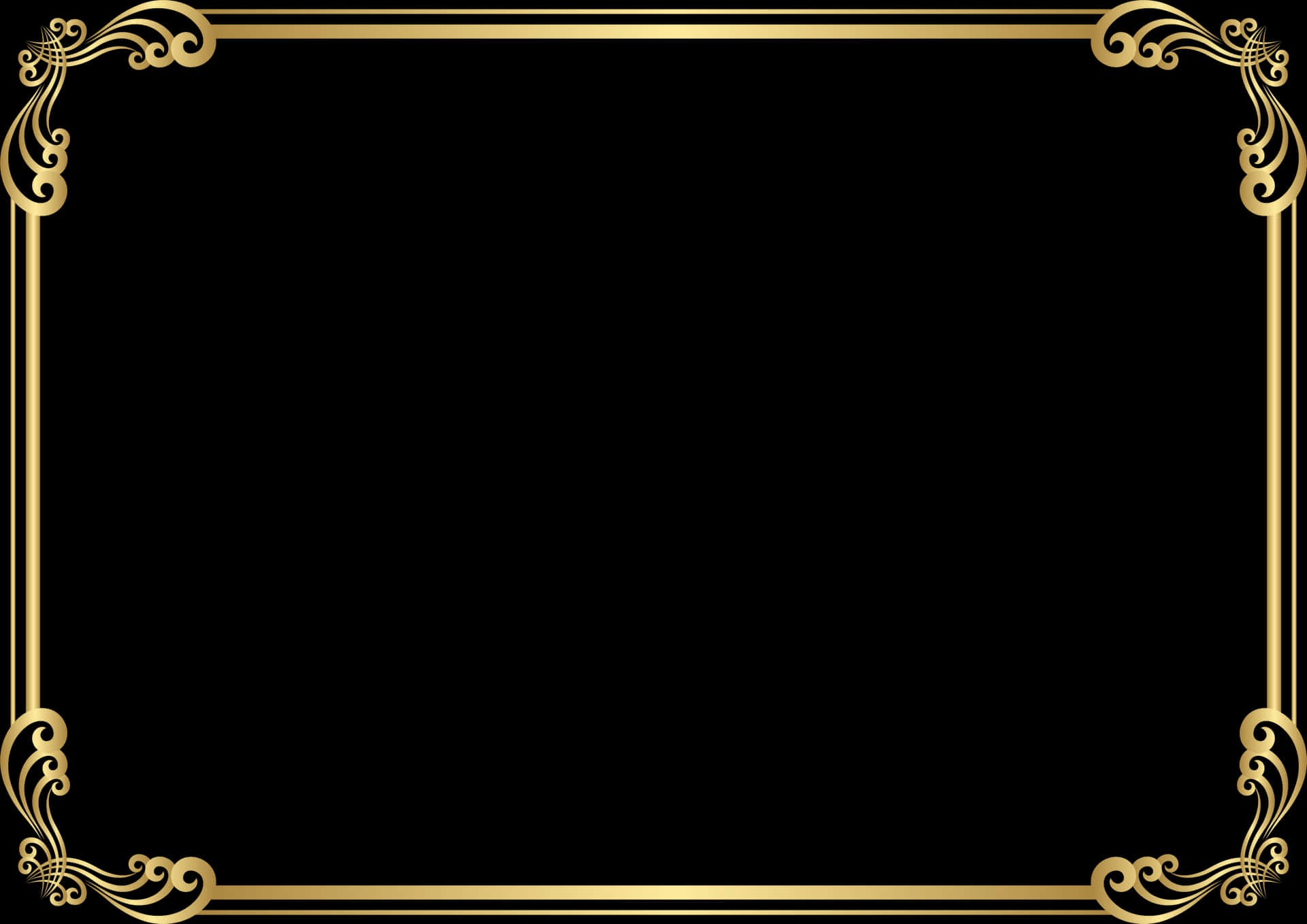 Elegant Black Gold Frame PNG