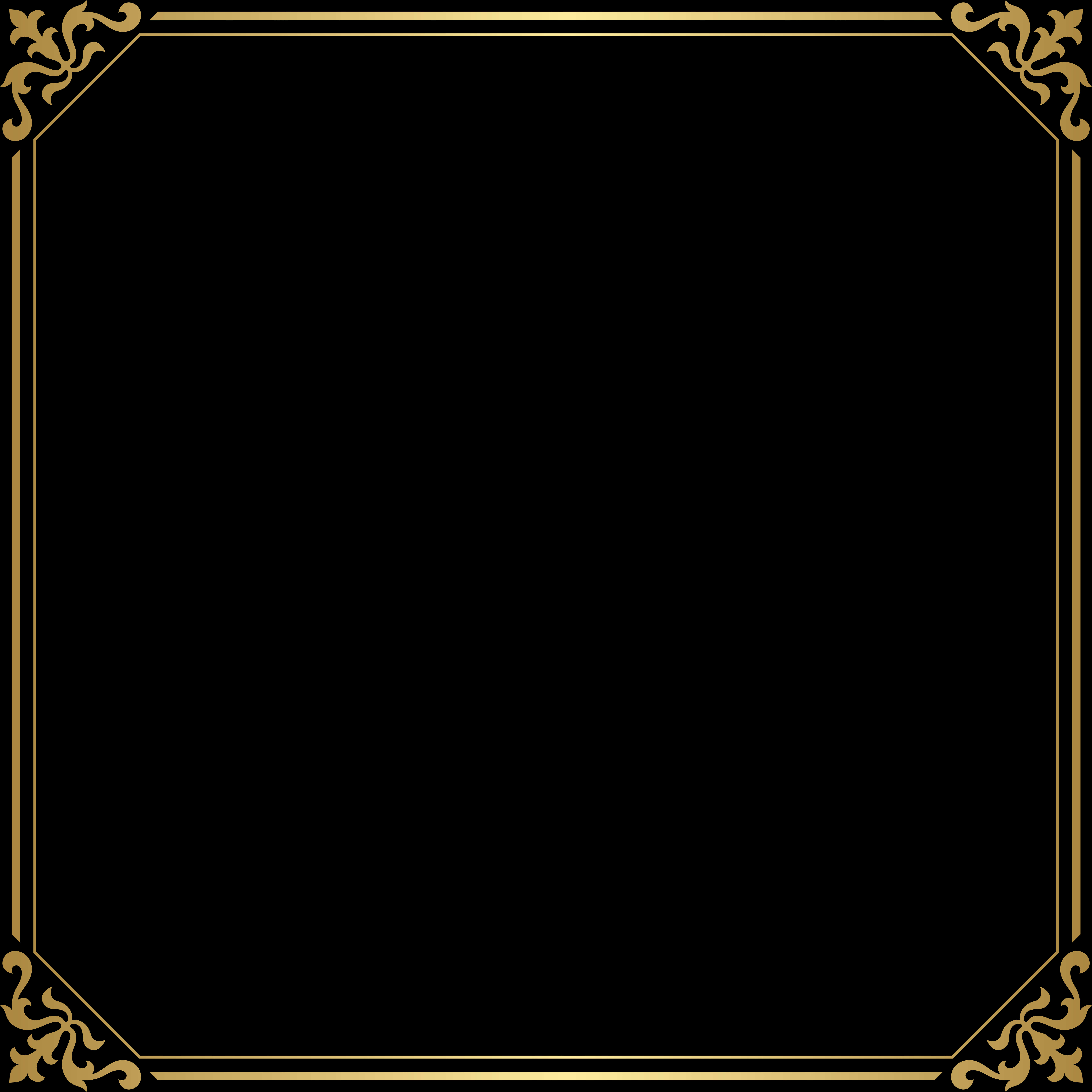 Elegant Black Gold Frame Design PNG
