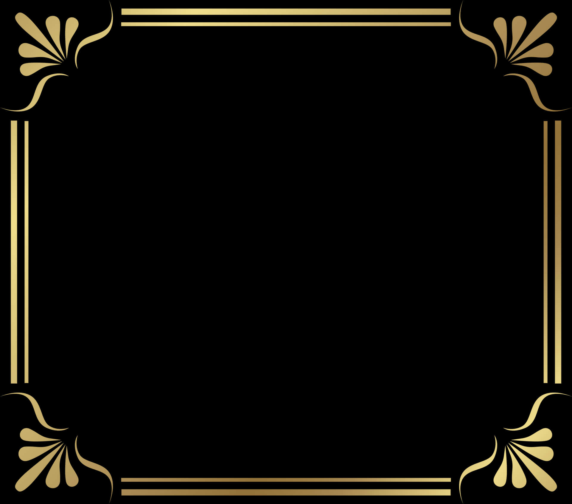 Elegant Black Gold Frame PNG