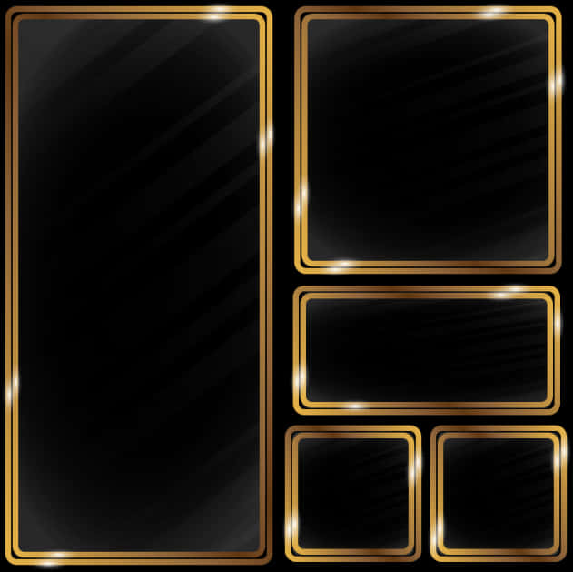 Elegant Black Gold Frames Template PNG