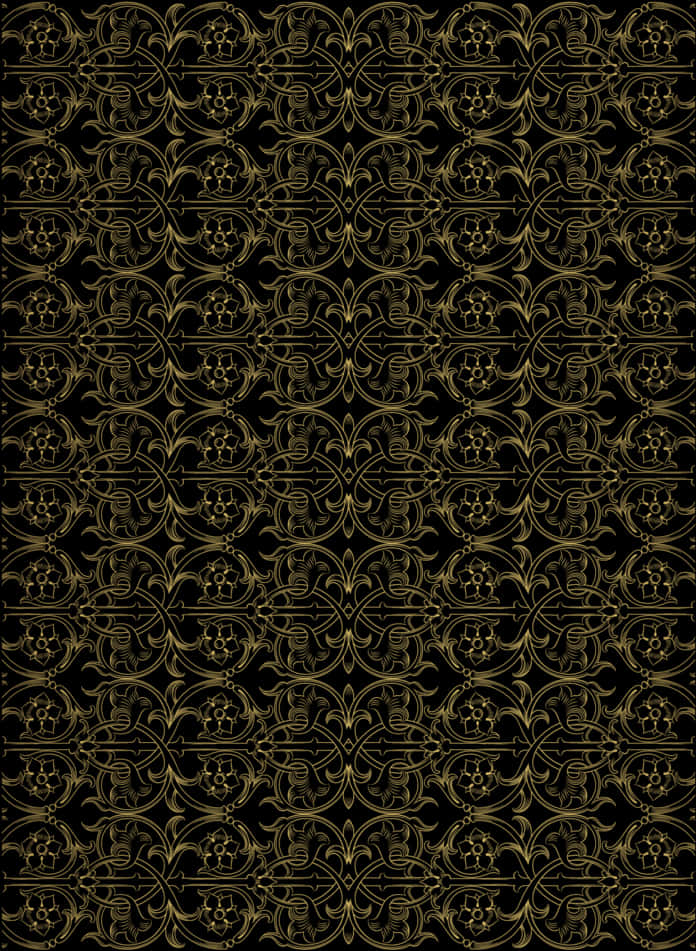 Elegant Black Gold Lace Pattern PNG