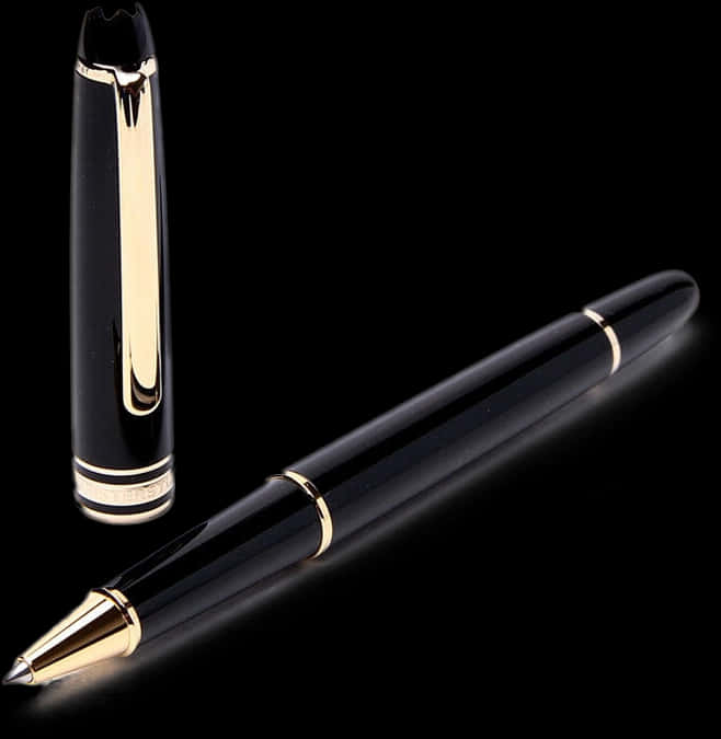 Elegant Black Gold Pen PNG