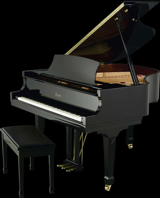 Elegant Black Grand Piano PNG